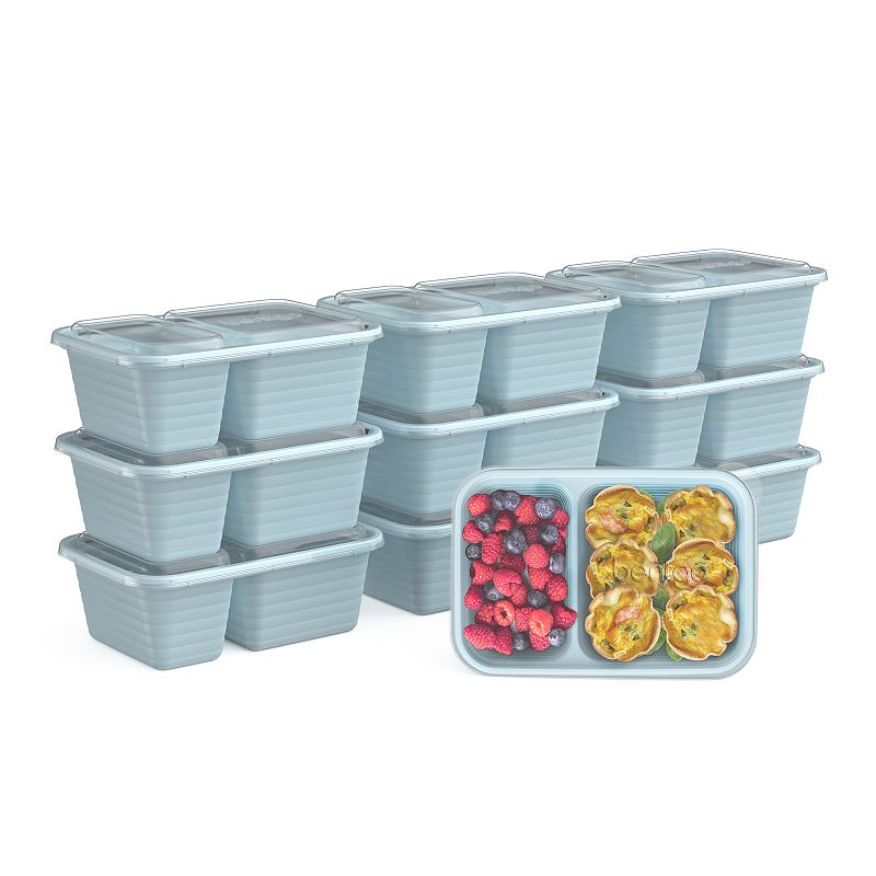 Bentgo Prep 2-Compartment 20-Piece Snack Container Set, Blue