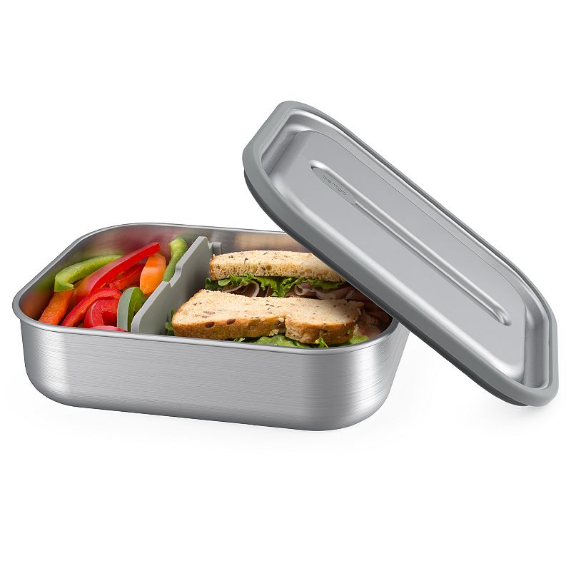 Neutral Bentgo Stainless Leak-Proof Bento-Style Lunch Box with Removable Divider, Gray