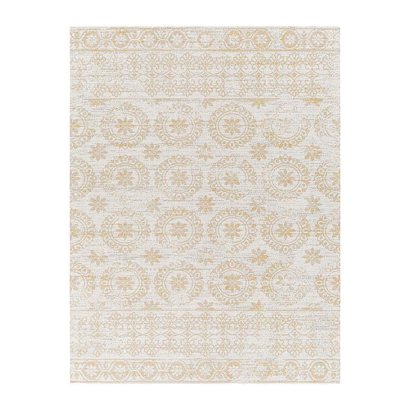 Decor 140 Adriel Traditional Washable Area Rug, Yellow, 8X10 Ft