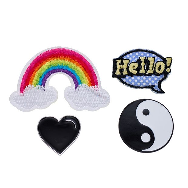 SO® Hello, Rainbow, Heart, & Yin Yang Pins & Patches Set