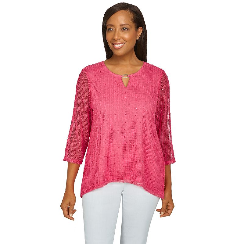 Womens Alfred Dunner Popcorn Knit Top, Size: Small, Med Pink