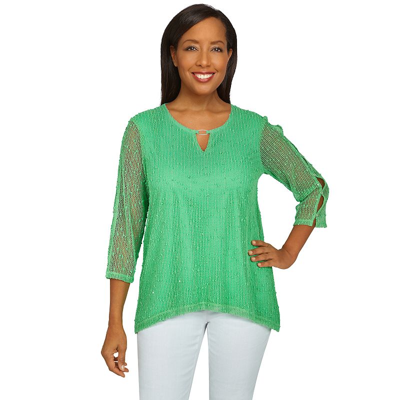 Womens Alfred Dunner Popcorn Knit Top, Size: Small, Brt Green