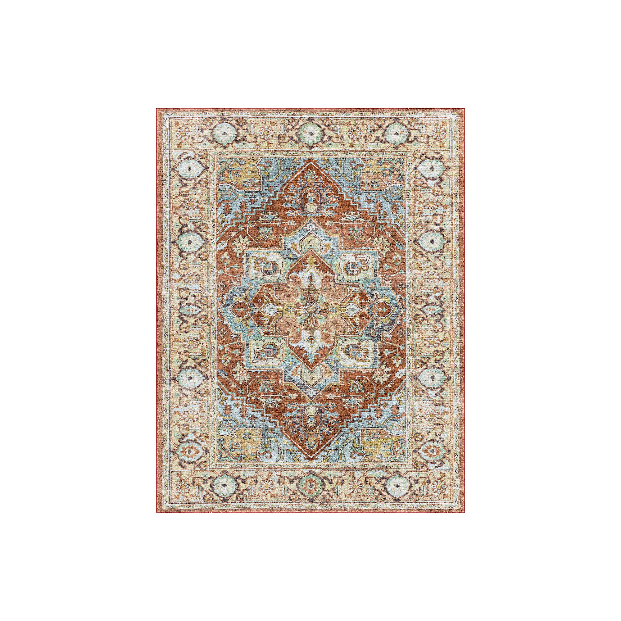 Decor 140 Alegre Traditional Washable Area Rug, Burnt Orange