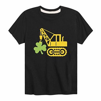 Boys 8-20 Construction Crane Shamrock Graphic Tee