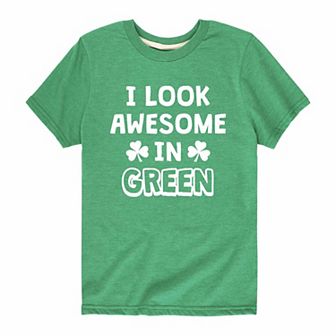 Boys 8-20 I Look Awesome In Green Graphic Tee