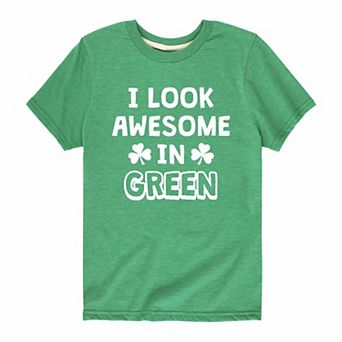 Boys 8-20 I Look Awesome In Green Graphic Tee