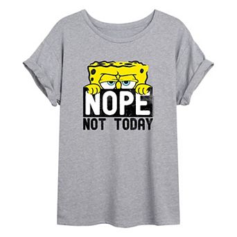 Juniors' Nickelodeon SpongeBob SquarePants "Nope Not Today" Oversized Tee