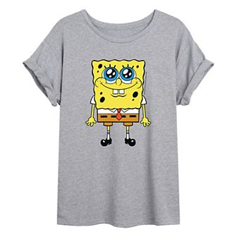 Juniors' SpongeBob Face Oversized Graphic Tee