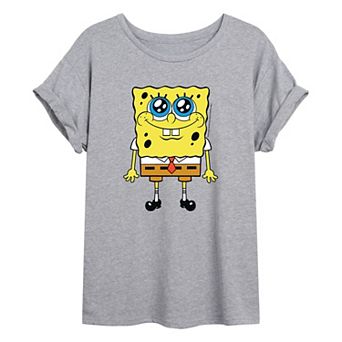 Juniors' SpongeBob Face Oversized Graphic Tee