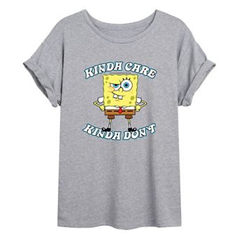 Juniors' SpongeBob Kinda Care Oversized Graphic Tee