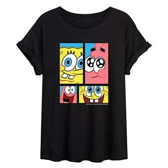 Juniors' Nickelodeon SpongeBob SquarePants And Patrick Oversized Tee