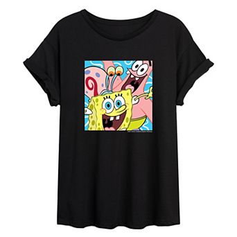 Juniors' SpongeBob SquarePants Gary and Patrick Oversized Tee