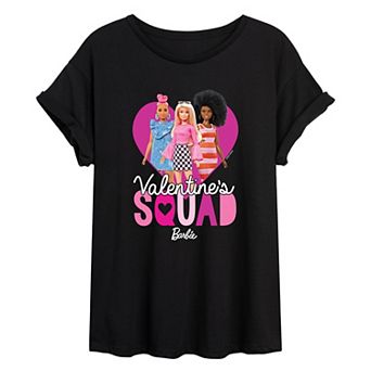 Juniors' Barbie Valentine's Squad Oversized Tee