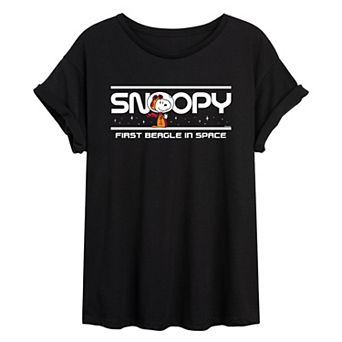 Juniors' Peanuts Space Beagle Oversized Tee