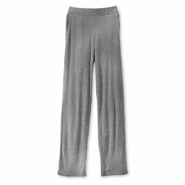 I Am by Studio 51 Clean Wide Leg Pant, Cozy Loose Fit Knit Rib Fabric,  Elastic Waistband