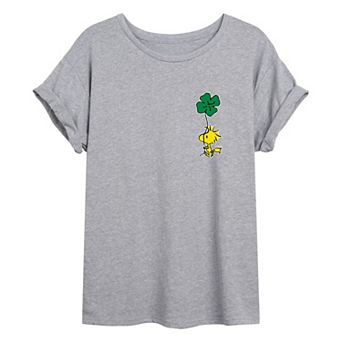 Juniors' Peanuts Woodstock Shamrock Tee