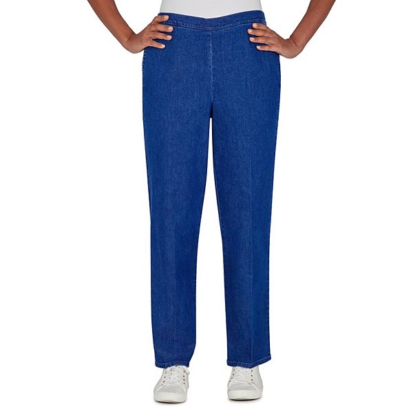 Womens Alfred Dunner Flat Front Denim Pants