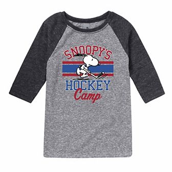 Boys 8-20 Peanuts Snoopys Hockey Graphic Raglan Tee