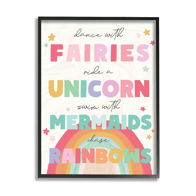 Stupell Home Decor Fairies Unicorns Rainbows Framed Wall Art, Multi