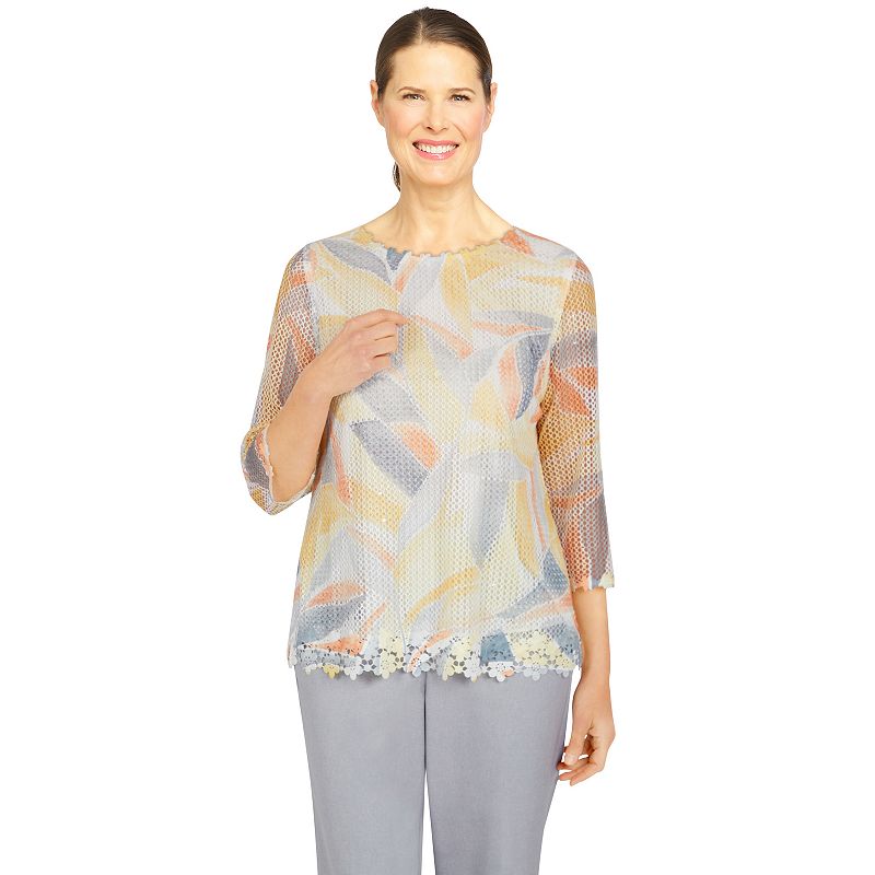 29467508 Womens Alfred Dunner Stained Glass Lace Top, Size: sku 29467508