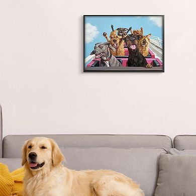 Stupell Home Decor Dogs Riding Roller Coaster Funny Amusement Park Wall Art