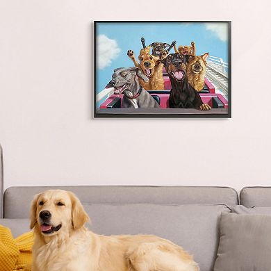 Stupell Home Decor Dogs Riding Roller Coaster Funny Amusement Park Wall Art