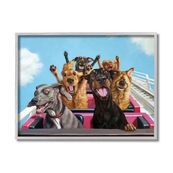 Stupell Home Decor Dogs Riding Roller Coaster Funny Amusement Park Wall Art