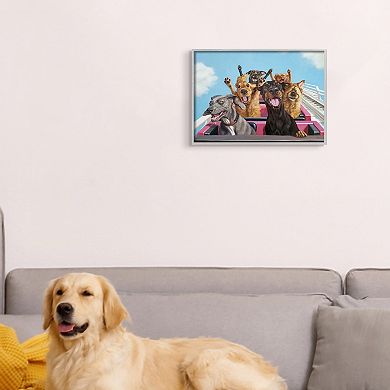 Stupell Home Decor Dogs Riding Roller Coaster Funny Amusement Park Wall Art