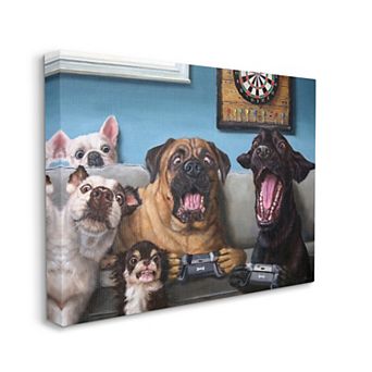 Stupell Home Decor Funny Dogs Playing Video Games Livingroo Wall Art