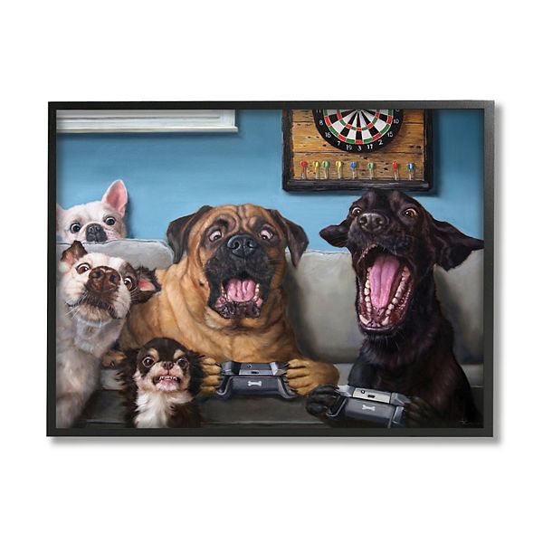Stupell Home Decor Funny Dogs Playing Video Games Livingroo Wall Art