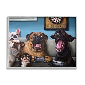 Stupell Home Decor Funny Dogs Playing Video Games Livingroo Wall Art