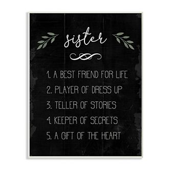 Stupell Home Decor Sister Facts Family Phrases Distressed Black Pattern Wall Art