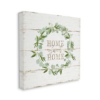 Stupell Home Decor Sweet Home Greeting Eucalyptus Wreath Wall Art