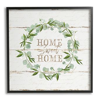 Stupell Home Decor Sweet Home Greeting Eucalyptus Wreath Wall Art
