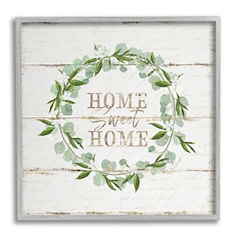 Stupell Home Decor Sweet Home Greeting Eucalyptus Wreath Wall Art