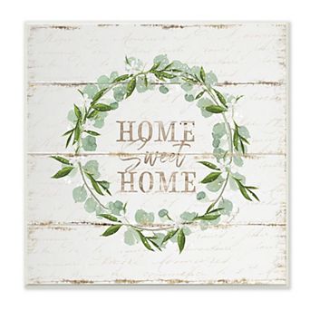 Stupell Home Decor Sweet Home Greeting Eucalyptus Wreath Wall Art
