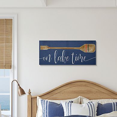 Stupell Home Decor On Lake Time Phrase Boat Oar over Blue Wall Art