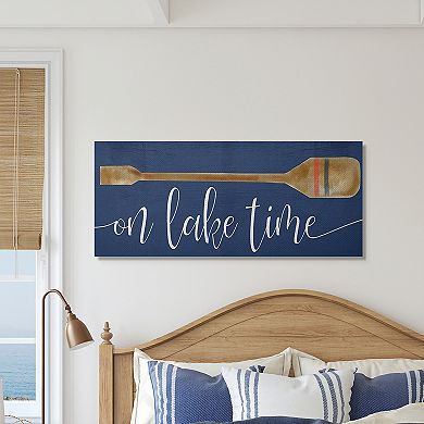 Stupell Home Decor On Lake Time Phrase Boat Oar over Blue Wall Art