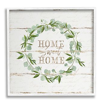 Stupell Home Decor Sweet Home Greeting Eucalyptus Wreath Wall Art