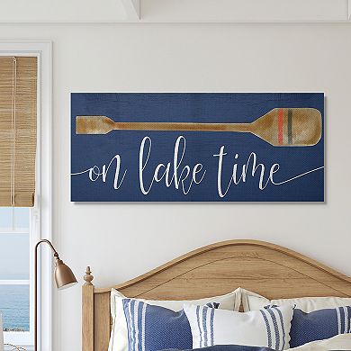 Stupell Home Decor On Lake Time Phrase Boat Oar over Blue Wall Art