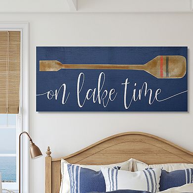Stupell Home Decor On Lake Time Phrase Boat Oar over Blue Wall Art
