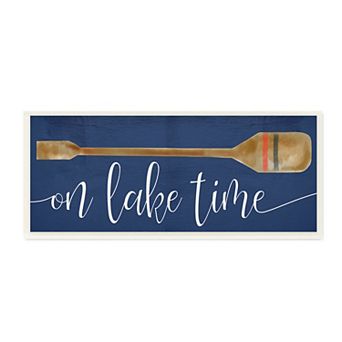 Stupell Home Decor On Lake Time Phrase Boat Oar over Blue Wall Art