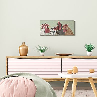 Stupell Home Decor Four Roosters Clucking Farm Birds over Green Wall Art