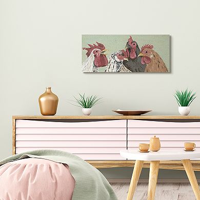 Stupell Home Decor Four Roosters Clucking Farm Birds over Green Wall Art