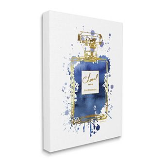 Stupell Home Decor Blue Pop Splash Glam Fragrance Bottle Canvas Wall Art