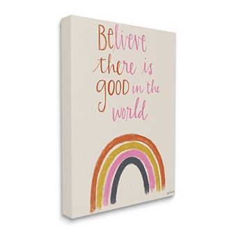 Stupell Home Decor Be The Good Rainbow Phrase Playful Scrip Canvas Wall Art