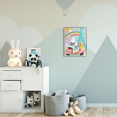 Stupell Home Decor Poodle Driving Moped Bonjour Eifel Tower Wall Art