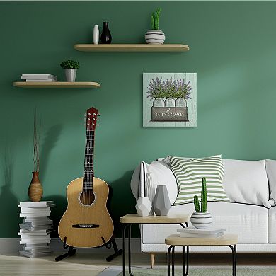 Stupell Home Decor Purple Lavender Florals in Jars Welcome Sentiments Wall Art