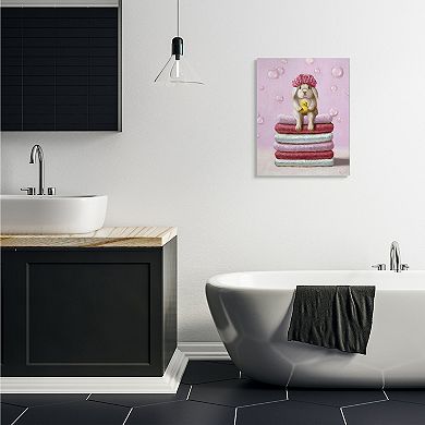 Stupell Home Decor Cute Baby Rabbit on Bath Towels Soap Bubbles Wall Art