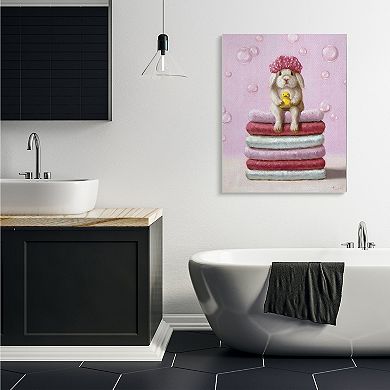 Stupell Home Decor Cute Baby Rabbit on Bath Towels Soap Bubbles Wall Art